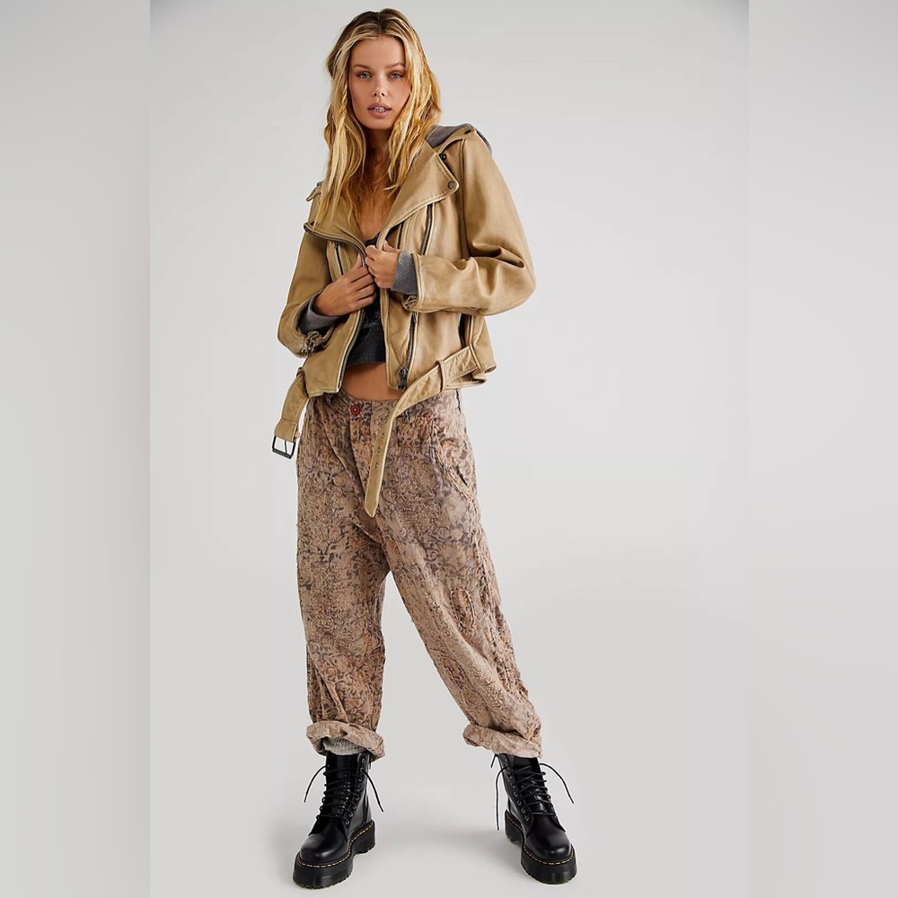NWOT FREE PEOPLE We The Free Bandit Leather Hooded Moto Jacket MRSP $648 Size L - Picture 13 of 14